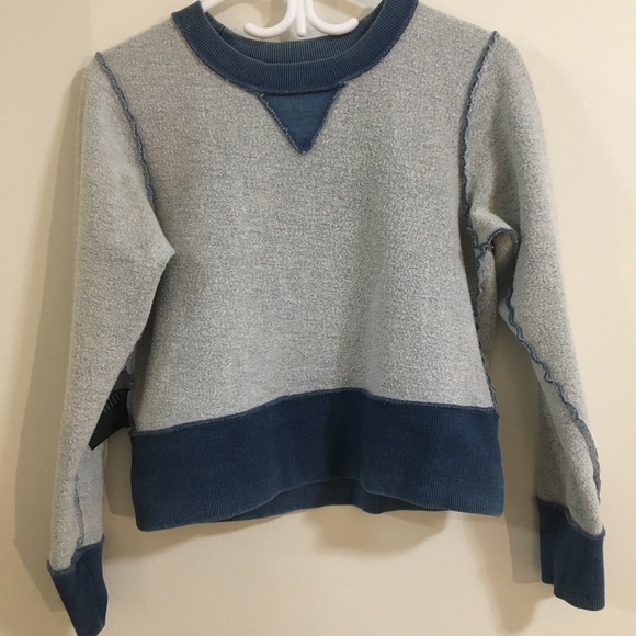Club Monaco Cropped Blue Crewneck Sweatshirt XS - Picture 14 of 15